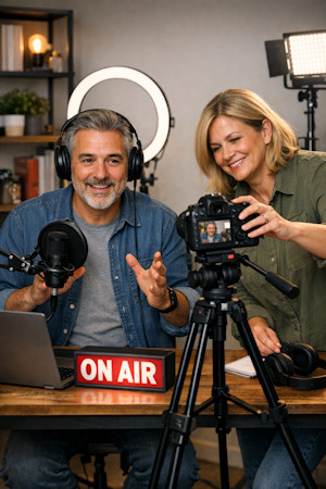 Two streamers in their studio